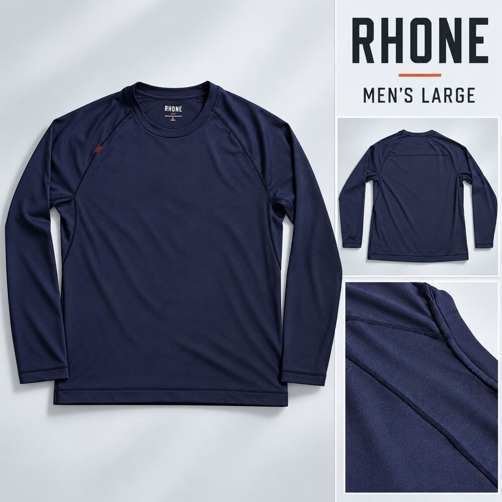 Rhone Navy Blue Long Sleeve Performance Shirt Men’s Large